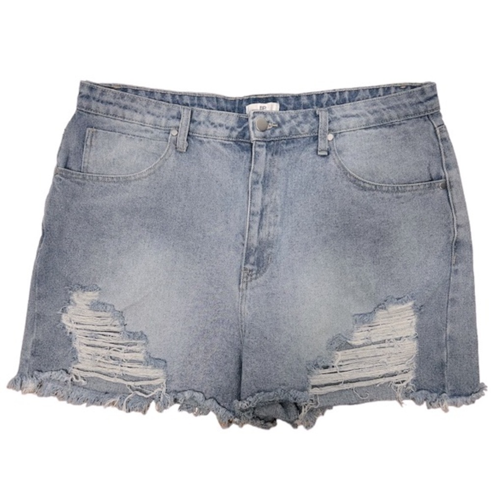 BP.Jean Shorts Size 34 Light Wash Distressed Raw Hem